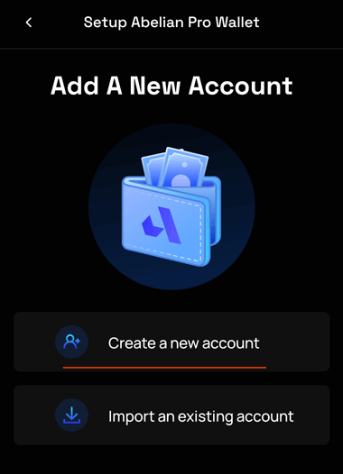 Abelian mobile App Create Account