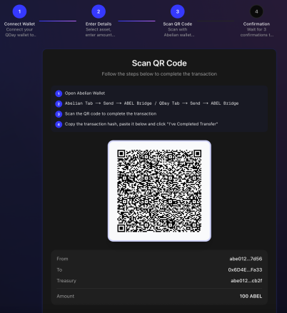 Generated QR code for cross-chain transfer