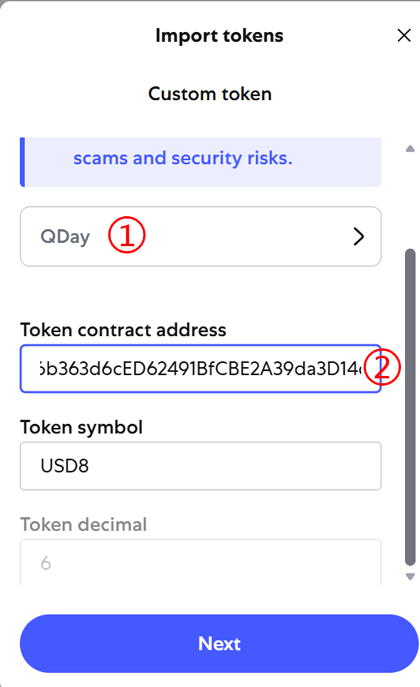 MetaMask Import USD8 Token 2