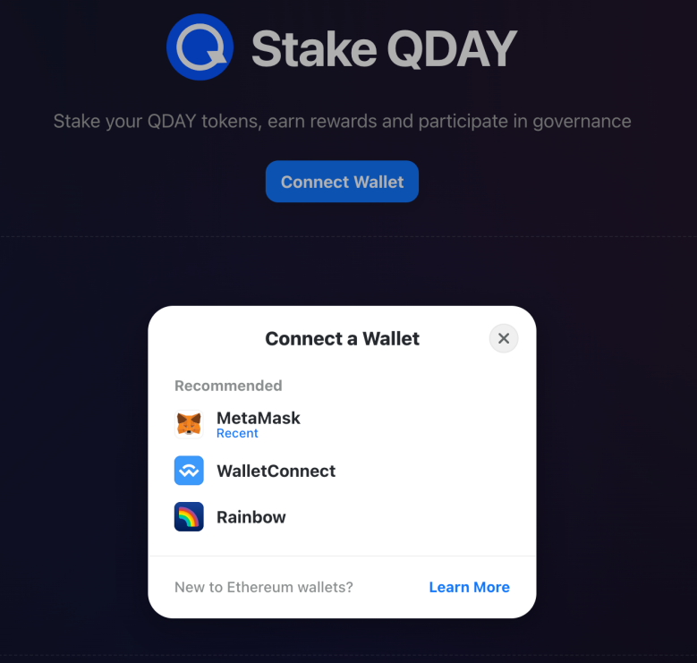 Connect wallet interface